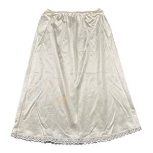 Vintage Sears Half Slip Cream Lace Trim Nylon USA Lingerie Skirt Womens M 778